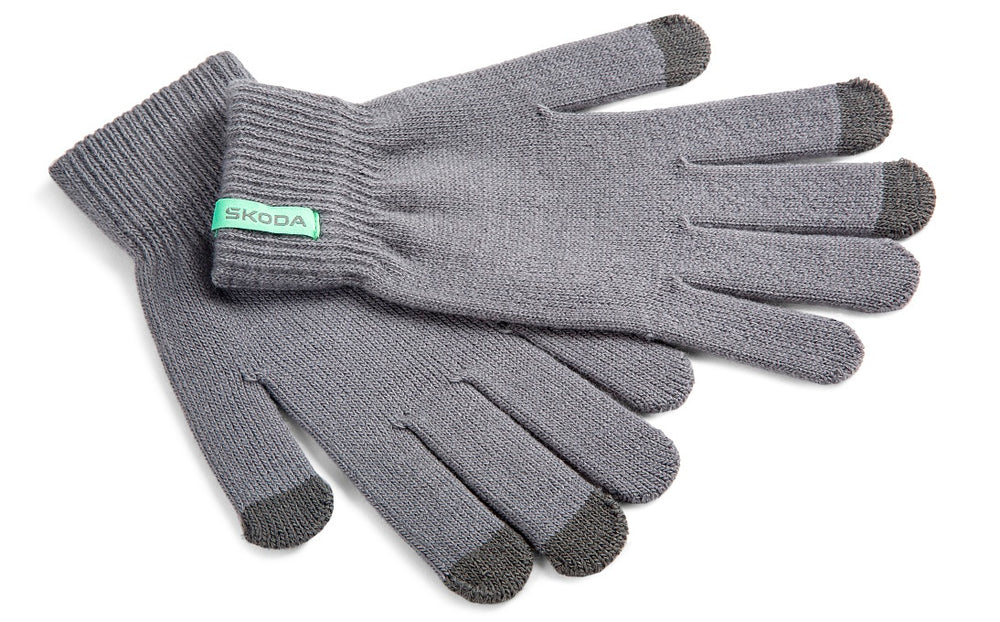 Mens Grey Knitted Gloves