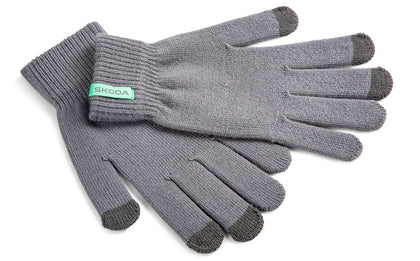 Mens Grey Knitted Gloves